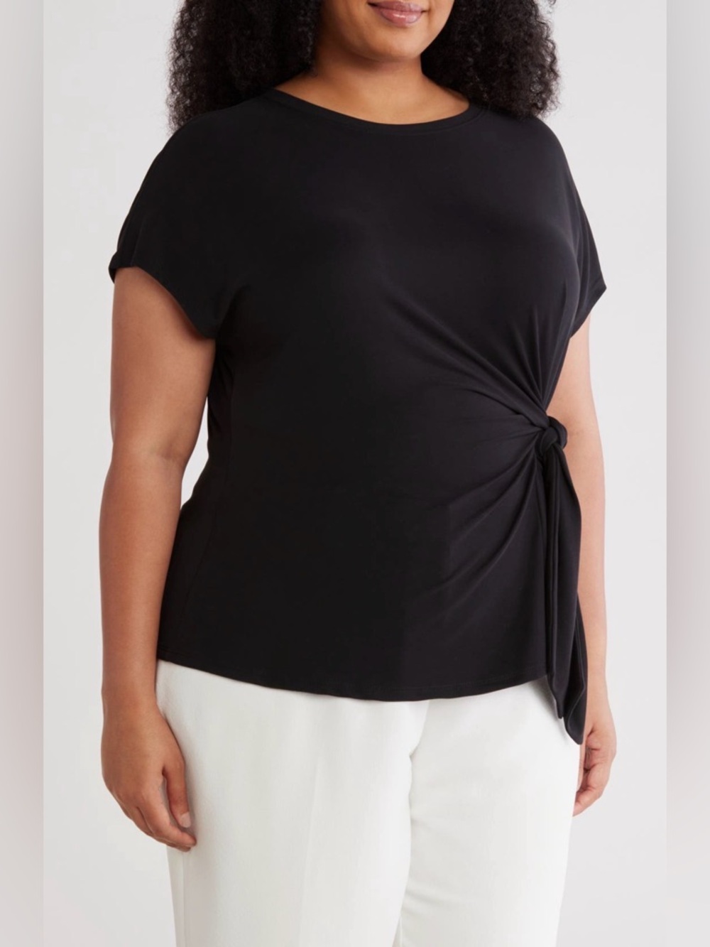 Nordstrom Rack Black Side-Knot Short Sleeve Top